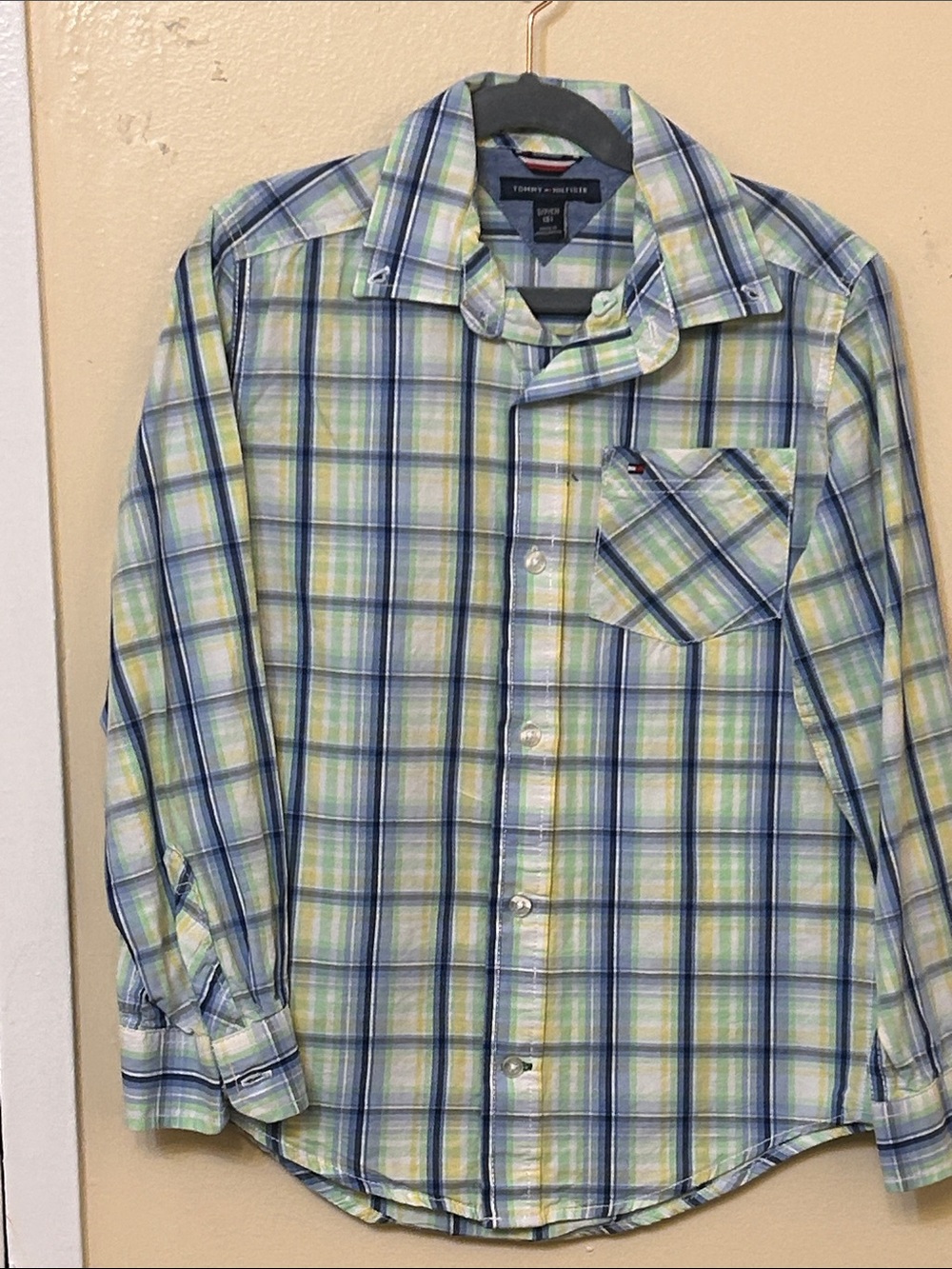Tommy Hilfiger Blue, Green & Yellow Plaid Button-Down Shirt